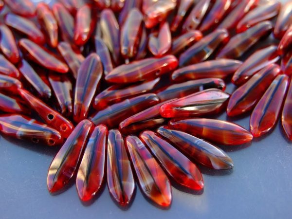 25pcs Czechmates Dagger Beads 16x5mm Red Black Swirl Michael's UK Jewellery