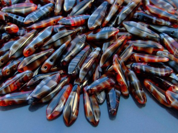 25pcs Czechmates Dagger Beads 16x5mm Red Black Swirl Michael's UK Jewellery