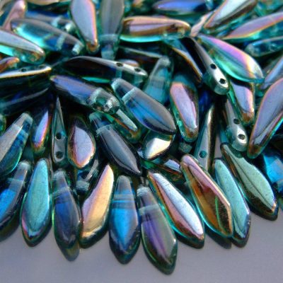 25pcs Czechmates Dagger Beads 16x5mm Twilight Aquamarine Michael's UK Jewellery