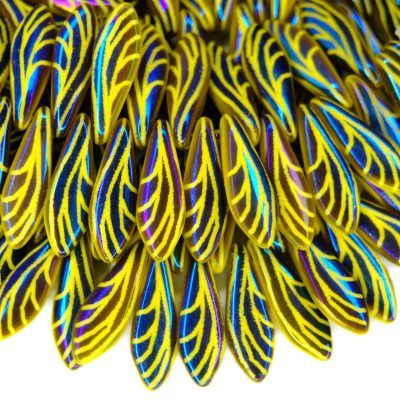 25pcs Preciosa Czech Dagger Beads 16mm x 5mm Yellow Opaque Laser Wing beads mouse