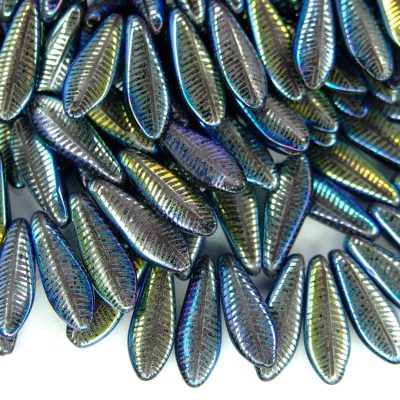 25pcs Preciosa Dagger Beads 16x5mm Jet Laser Feather Michael's UK Jewellery