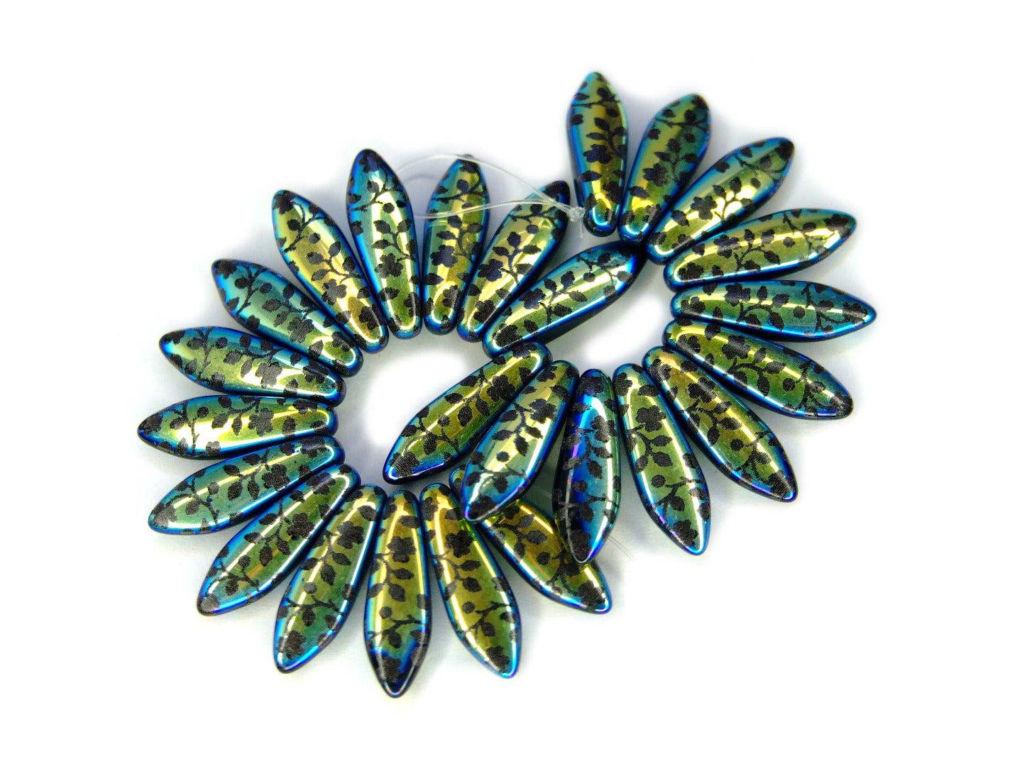 25pcs Preciosa Dagger Beads 16x5mm Jet Laser Flower Michael's UK Jewellery