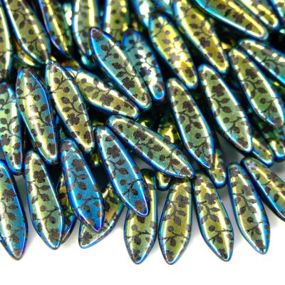 25pcs Preciosa Dagger Beads 16x5mm Jet Laser Flower Michael's UK Jewellery