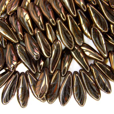 25pcs Preciosa Dagger Beads 16x5mm Jet Laser Gold Wing Michael's UK Jewellery