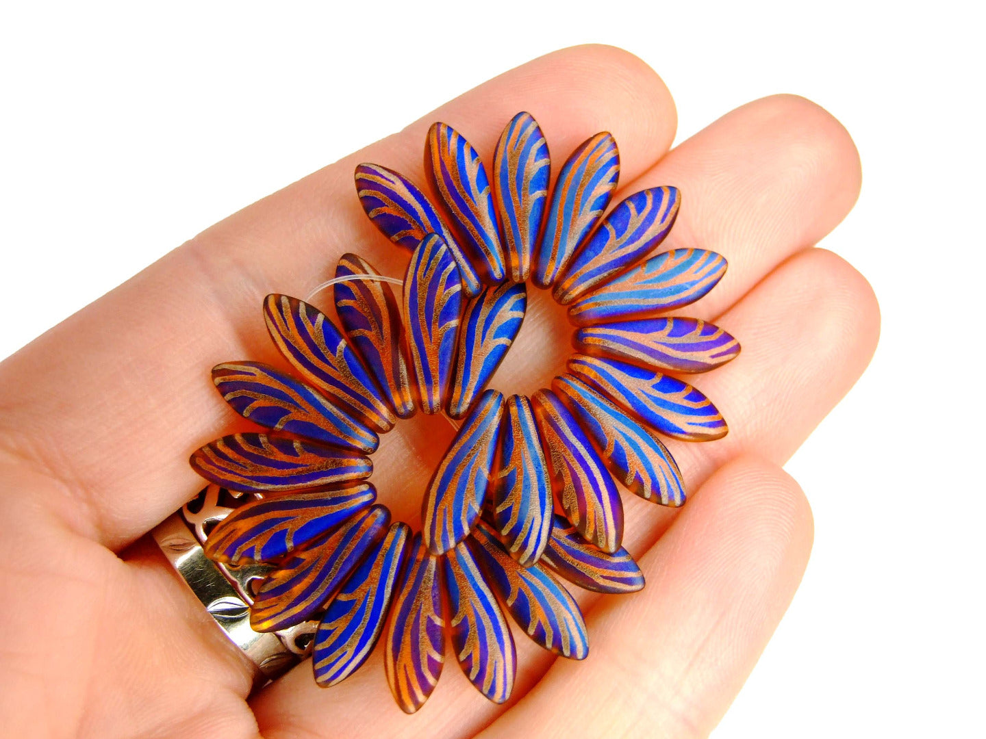 25pcs Preciosa Dagger Beads 16x5mm Orange Transparent Laser Wing Matt Michael's UK Jewellery