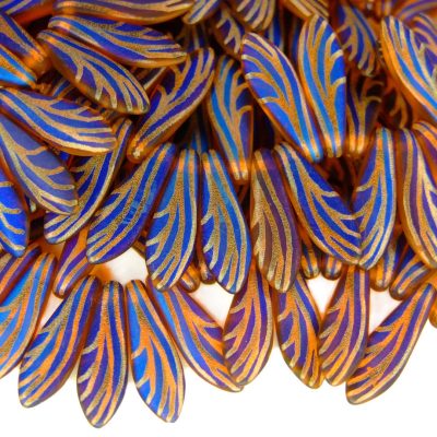 25pcs Preciosa Dagger Beads 16x5mm Orange Transparent Laser Wing Matt Michael's UK Jewellery