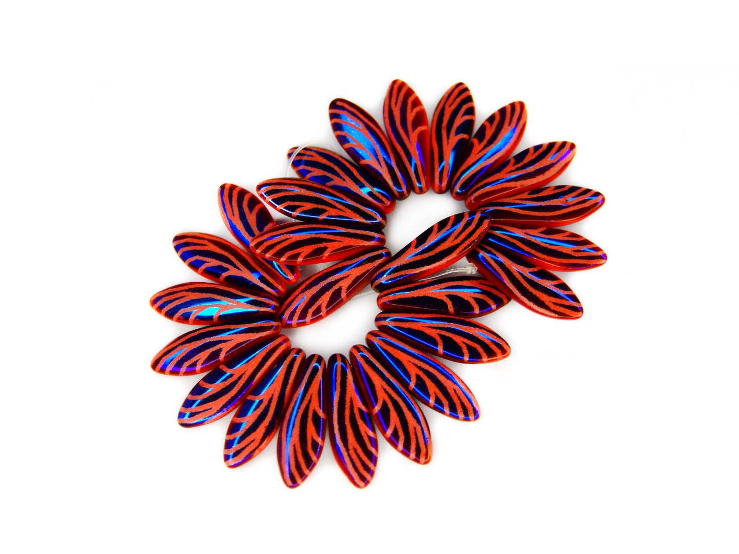 25pcs Preciosa Dagger Beads 16x5mm Red Coral Wing Michael's UK Jewellery