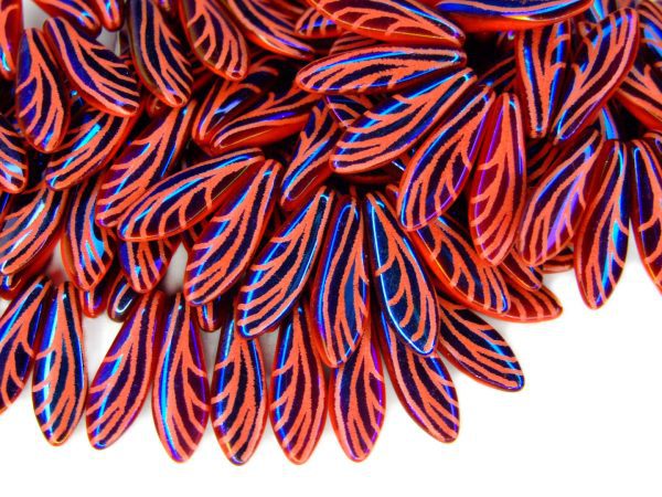 25pcs Preciosa Dagger Beads 16x5mm Red Coral Wing Michael's UK Jewellery