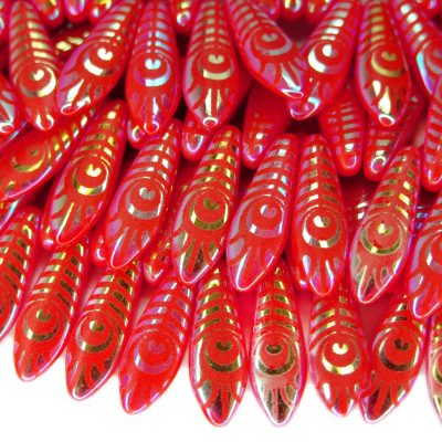 25pcs Preciosa Dagger Beads 16x5mm Red Laser Eye Michael's UK Jewellery