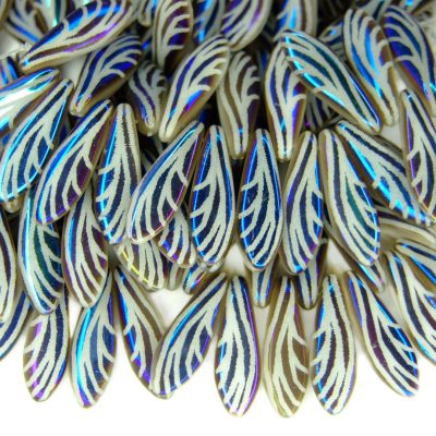 25pcs Preciosa Dagger Beads 16x5mm White Laser Wing Azuro Michael's UK Jewellery