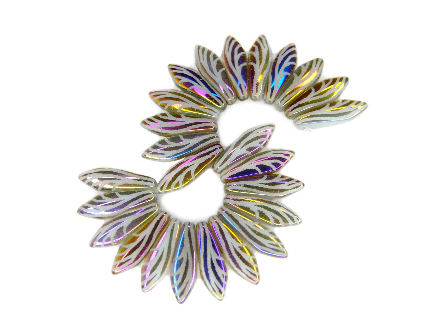 25pcs Preciosa Dagger Beads 16x5mm White Laser Wing Sliperit Michael's UK Jewellery