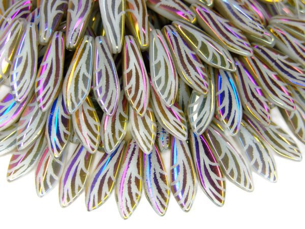 25pcs Preciosa Dagger Beads 16x5mm White Laser Wing Sliperit Michael's UK Jewellery