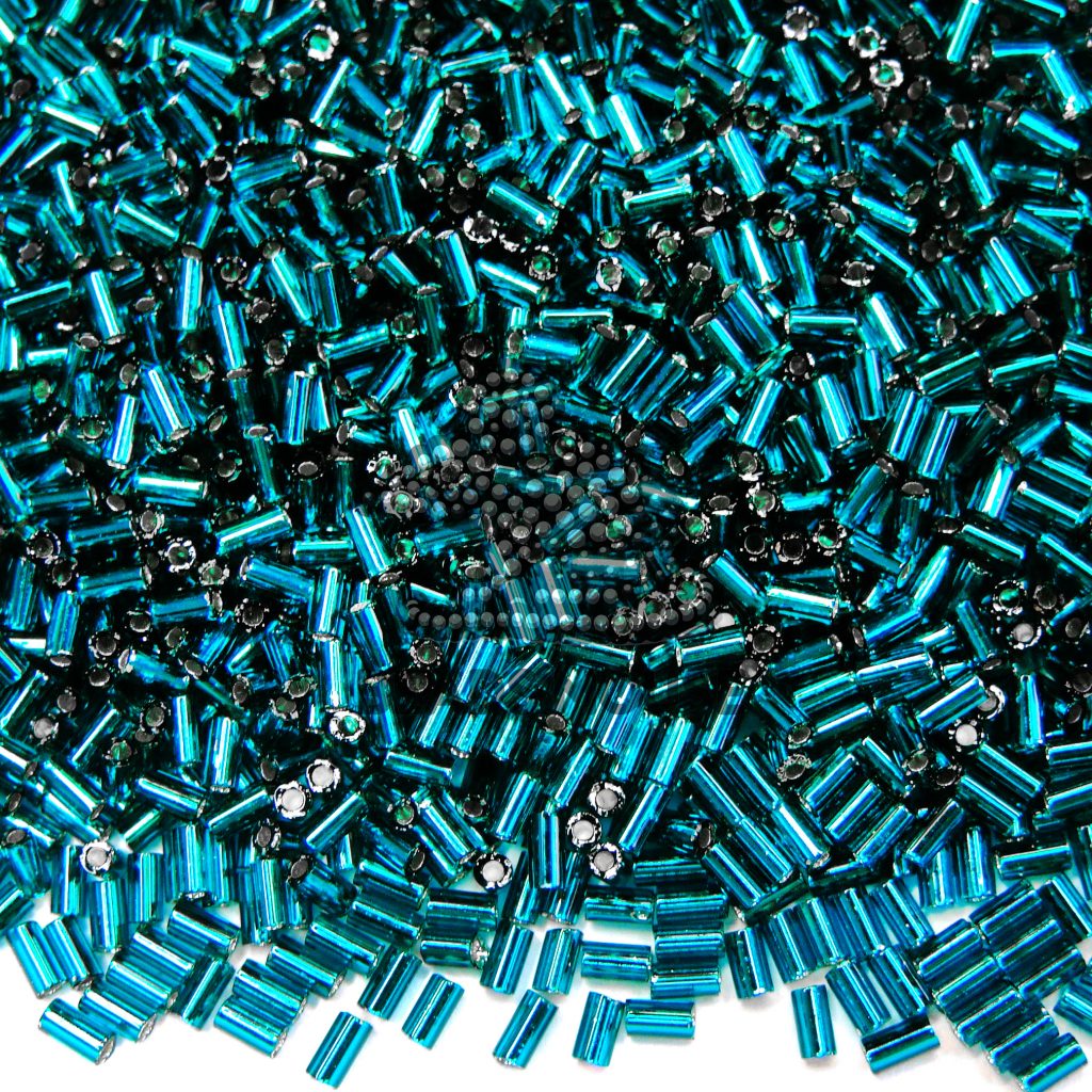 50g Toho Bugle Beads 27BD Silver Lined Teal 3mm Wholesale beadsmouse