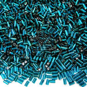 50g Toho Bugle Beads 27BD Silver Lined Teal 3mm Wholesale