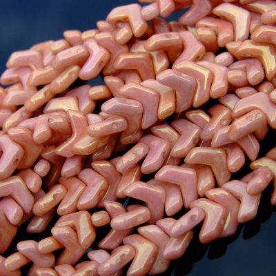 30x Czech Chevron Duo Beads 10x4mm Chalk Red Luster Michael's UK Jewellery