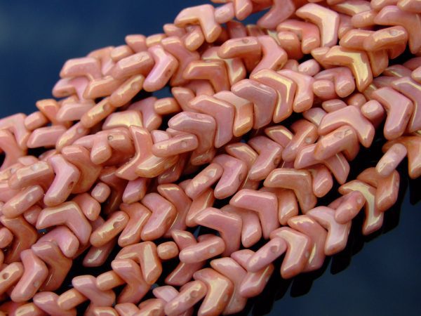 30x Czech Chevron Duo Beads 10x4mm Chalk Red Luster Michael's UK Jewellery