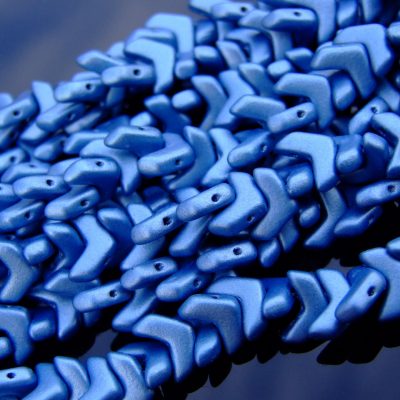 30x Czech Chevron Duo Beads 10x4mm Jet Metallic Suede Blue Michael's UK Jewellery