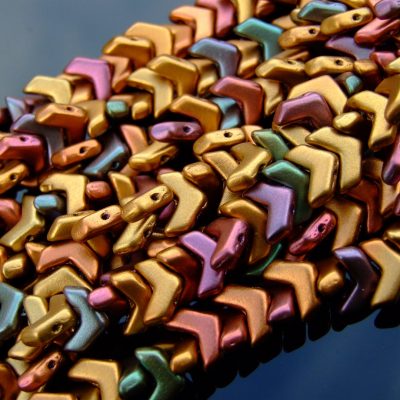 30x Czech Chevron Duo Beads 10x4mm Matte Metallic Bronze Iris Violet Rainbow Michael's UK Jewellery