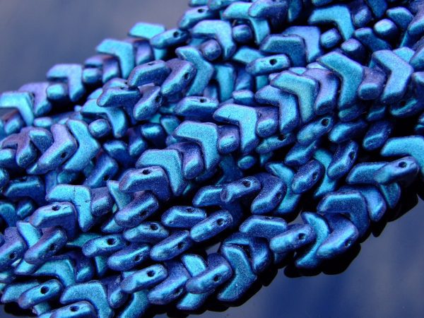 30x Czech Chevron Duo Beads 10x4mm Polychrome Blueberry Michael's UK Jewellery