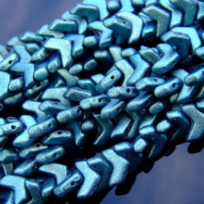 30x Czech Chevron Duo Beads 10x4mm Polychrome Mint Chocolate Michael's UK Jewellery