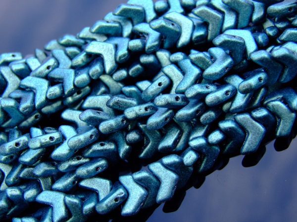 30x Czech Chevron Duo Beads 10x4mm Polychrome Mint Chocolate Michael's UK Jewellery