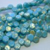 30x Czech Honeycomb Beads 6mm Gold Splash Turquoise Blue Michael's UK Jewellery
