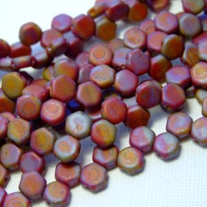 30x Czech Honeycomb Beads 6mm Hodge Podge Orange Nebula Matt Michael's UK Jewellery