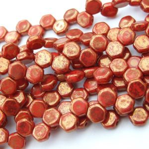 30x Czech Honeycomb Beads 6mm Red Lumi Michael's UK Jewellery
