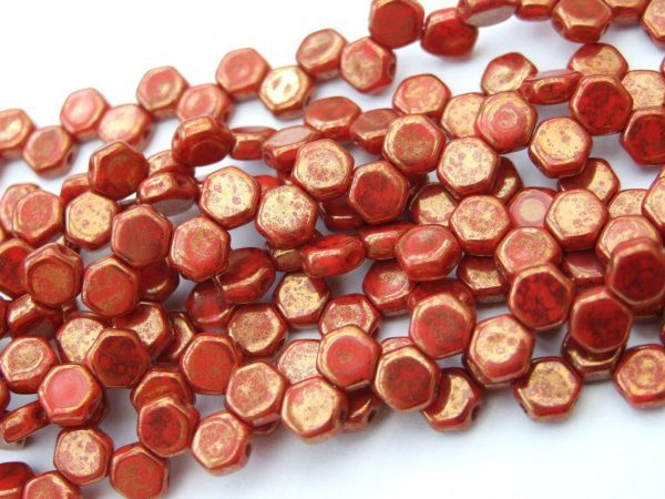 30x Czech Honeycomb Beads 6mm Red Lumi Michael's UK Jewellery