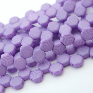 30x Czech Honeycomb Beads 6mm Silk Laser Silk Purple Violet Web Michael's UK Jewellery