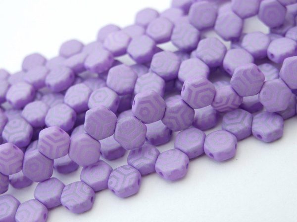 30x Czech Honeycomb Beads 6mm Silk Laser Silk Purple Violet Web Michael's UK Jewellery