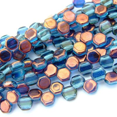 30x Honeycomb Beads 6mm Aquamarine Bronze Luster Michael's UK Jewellery