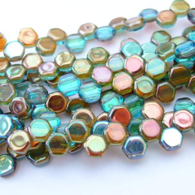 30x Honeycomb Beads 6mm Aquamarine Orange Rainbow Michael's UK Jewellery