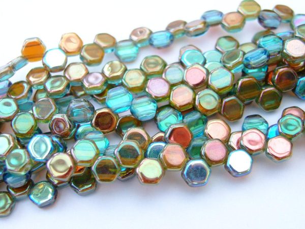 30x Honeycomb Beads 6mm Aquamarine Orange Rainbow Michael's UK Jewellery
