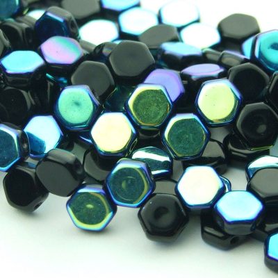 30x Honeycomb Beads 6mm Black Jet AB Michael's UK Jewellery