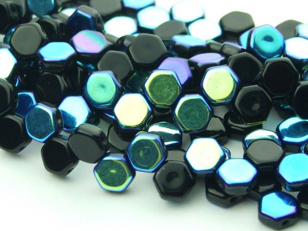 30x Honeycomb Beads 6mm Black Jet AB Michael's UK Jewellery