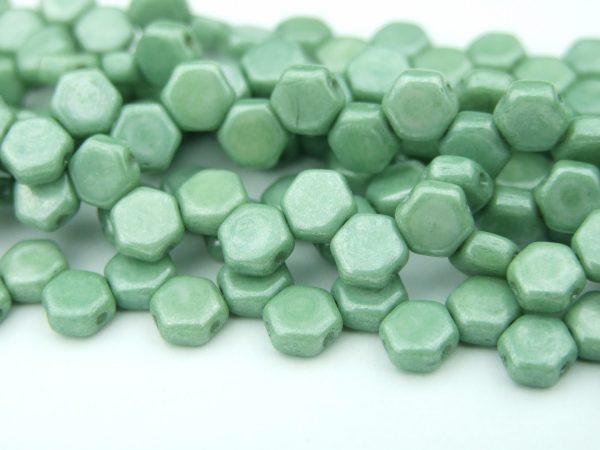 30x Honeycomb Beads 6mm Chalk Green Luster Michael's UK Jewellery