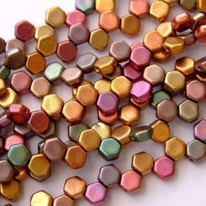 30x Honeycomb Beads 6mm Crystal Dark Gold Rainbow Michael's UK Jewellery