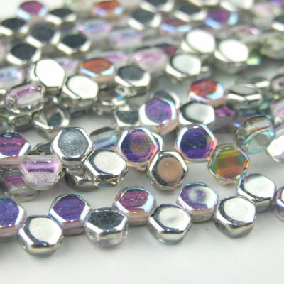 30x Honeycomb Beads 6mm Crystal Silver Rainbow Michael's UK Jewellery