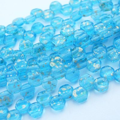 30x Honeycomb Beads 6mm Gold Splash Aquamarine Michael's UK Jewellery
