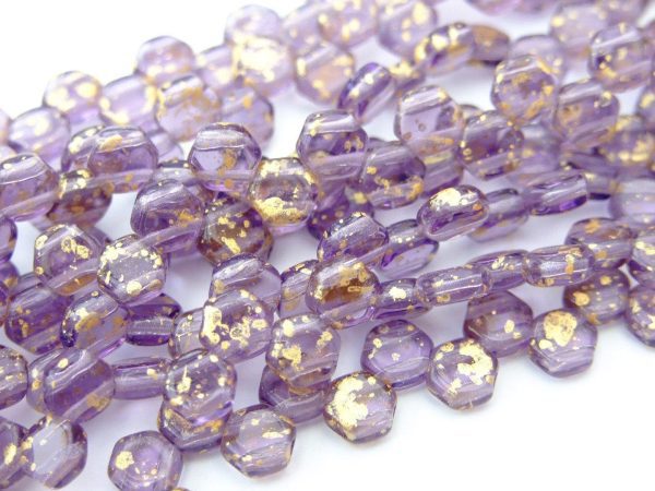 30x Honeycomb Beads 6mm Gold Splash Tanzanite Michael's UK Jewellery