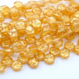 30x Honeycomb Beads 6mm Gold Splash Topaz Michael's UK Jewellery