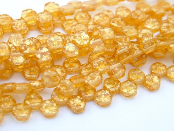 30x Honeycomb Beads 6mm Gold Splash Topaz Michael's UK Jewellery