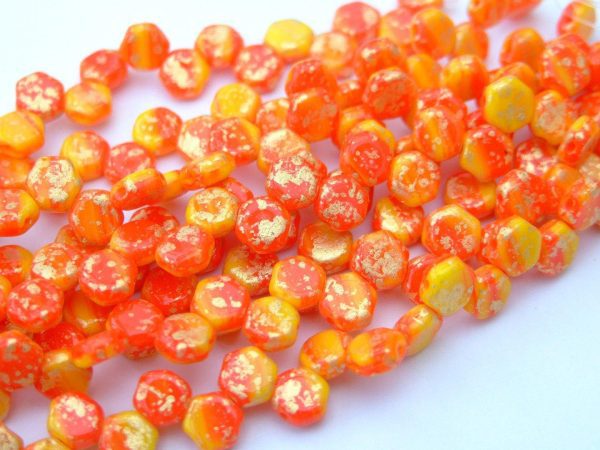 30x Honeycomb Beads 6mm Hodge Podge Orange Splash Gold Michael's UK Jewellery