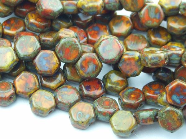 30x Honeycomb Beads 6mm Hodge Podge Orange Travertine Michael's UK Jewellery