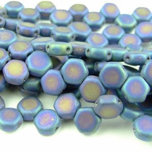 30x Honeycomb Beads 6mm Jet Blue Iris Matte Michael's UK Jewellery