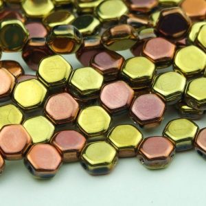 30x Honeycomb Beads 6mm Jet Calif Gold Michael's UK Jewellery