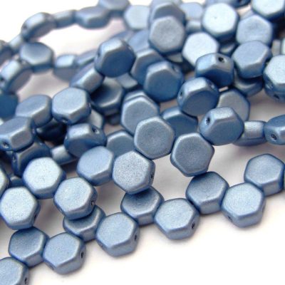 30x Honeycomb Beads 6mm Jet Metallic Suede Blue Michael's UK Jewellery