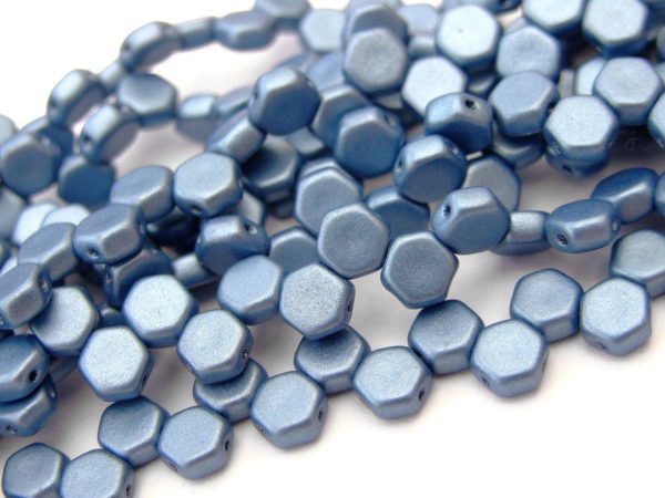 30x Honeycomb Beads 6mm Jet Metallic Suede Blue Michael's UK Jewellery
