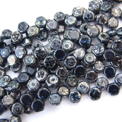 30x Honeycomb Beads 6mm Jet Picasso Michael's UK Jewellery
